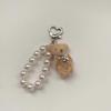 Cute Imitation Pearl Teddy Bear Mobile Phone Chain Hanging Ornament Gift Keychain Handbag Pendant Pendant Women Girls