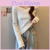 Basic T Shirt For Women With V Neck Long Sleeve Polyester Blended Fabric For Casual Wear