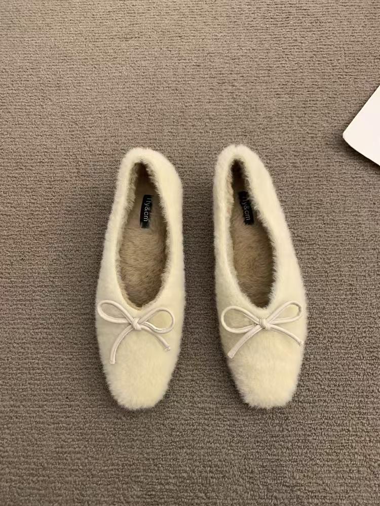 Shoes Woman Flats Low Heels Casual Female Sneakers Slip-on Loafers Fur Round Toe Shallow Mouth Autumn Dress Boat Slip on Winter