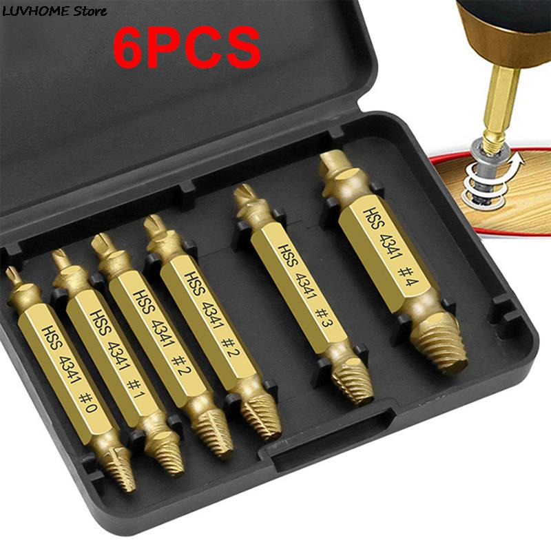 

6pcs Damaged Screw Extractor Drill Bit Set Take Out Broken Screw Bolt Remover червоний