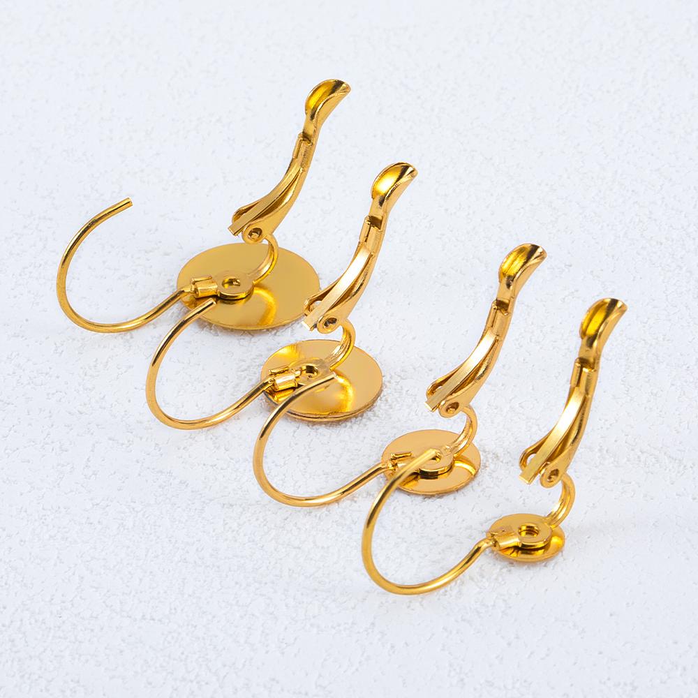 10pcs Stainless Steel Gold Plated French Earrings Base Lever Back Ear Wire Hoop Open Loop Earring Hooks for DIY Jewelry Making