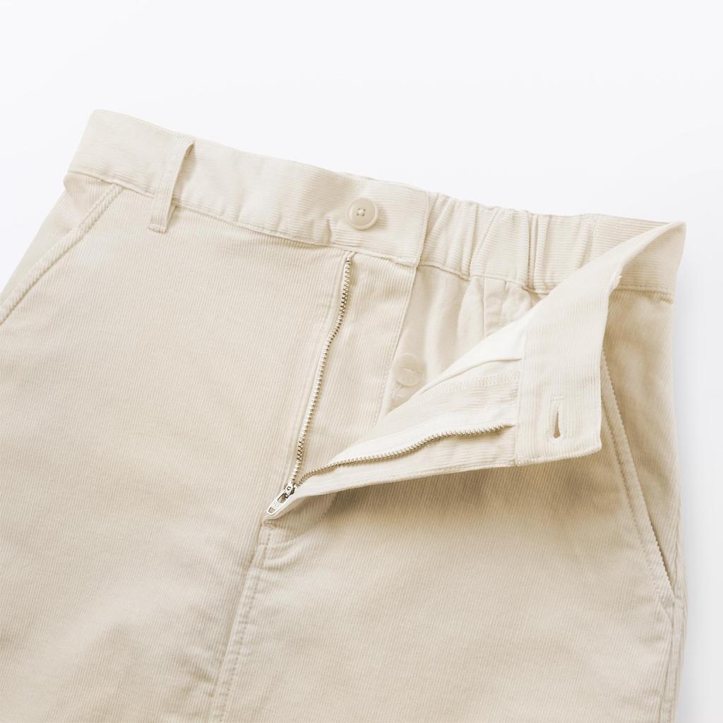 MUJI Women's Stretch Corduroy Narrow Skirt, BE1XWA5A, Ivory, XXL
