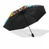1pc Stained Glass Sun Design Automatic Opening Folding Umbrella with 8-Bone Iron Frame - Portable Outdoor Umbrella for Fans, Travelers, Daily Use, and