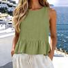 Ärmelloses Tanktop mit Rüschensaum für Damen Leicht Einfarbig Lässige Bluse Sommerhemd