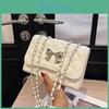 Retro Fashionable Diamond Pattern Chain Strap Shoulder Bag Unique Design Square Purse