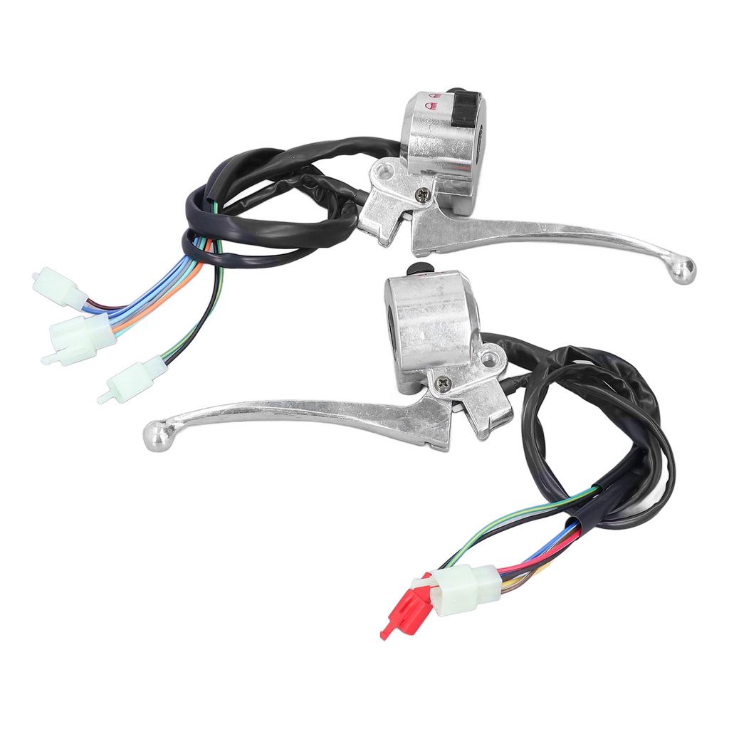 2pcs 22mm Motorcycle Drum Brake Handlebar Switch Left Right Aluminum Alloy Silver Replacement for JH70 JH90
