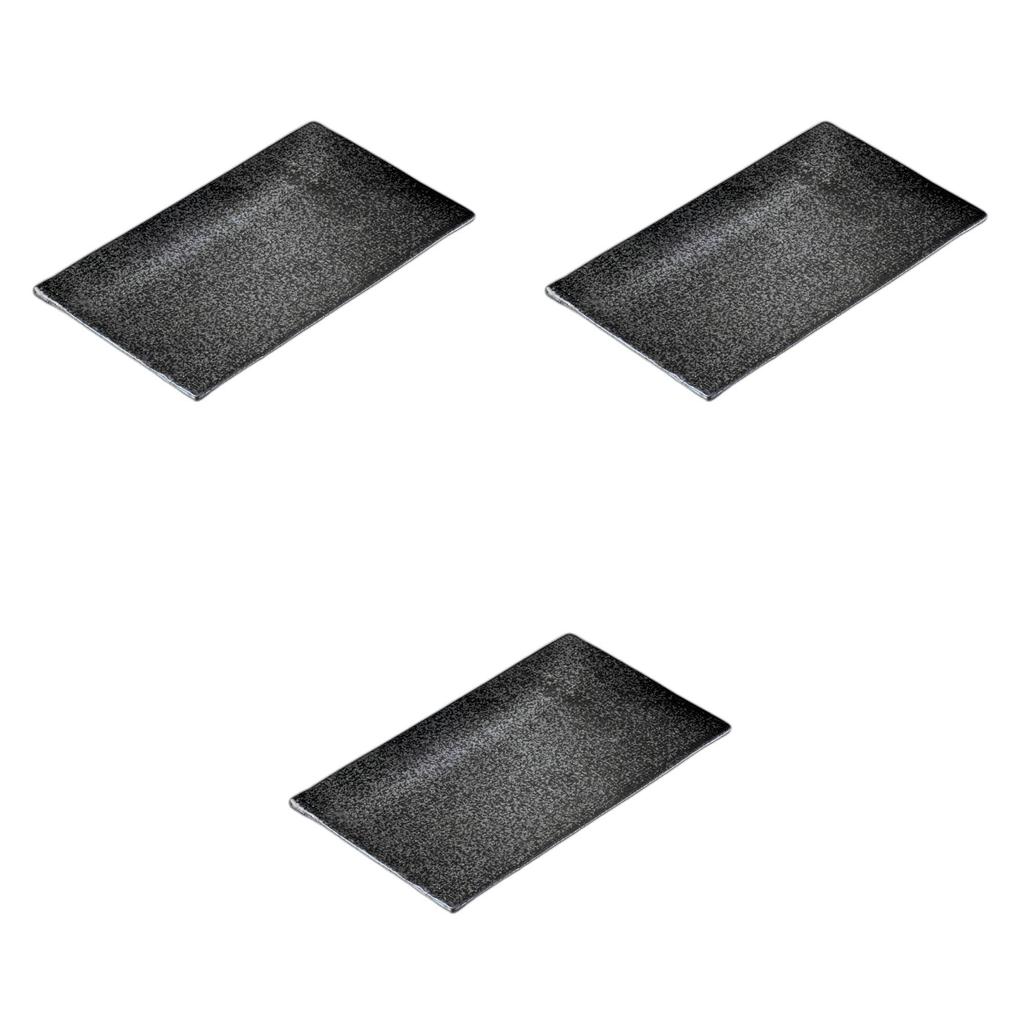 Set of 3 Smoked Black Jin Pottery Plates X 12 X Pottery Setomonohonpo [22.5 1.4 Cm] Plates, Ceramic,