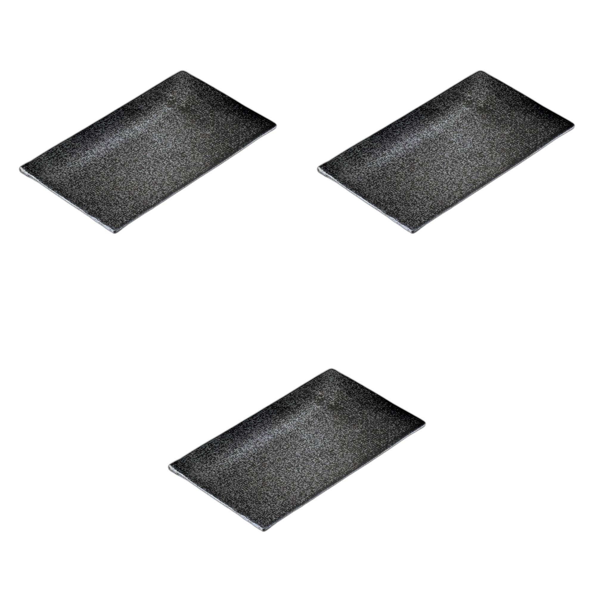 

Set of 3 Smoked Black Jin Pottery Plates x 12 x Pottery Setomonohonpo [22.5 1.4 cm] Plates, Ceramic,