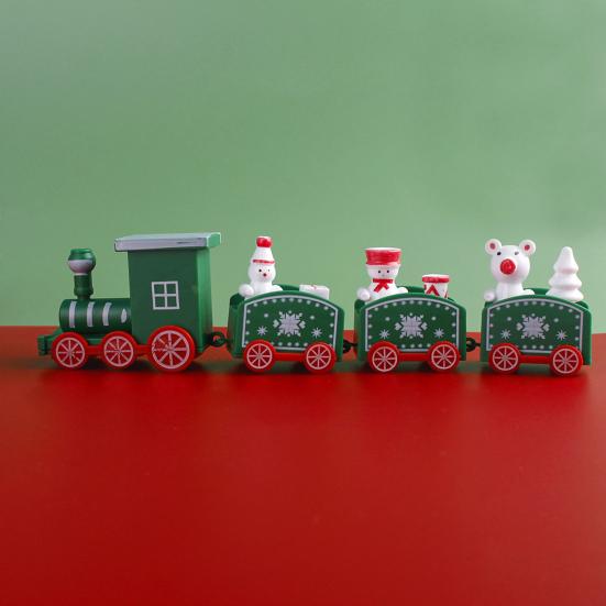 Christmas Train Ornament Bright Color Adorable Sturdy Smooth Surface Crafts Children's Day Gift Plastic Cake Decoration Tabletop Xmas Train