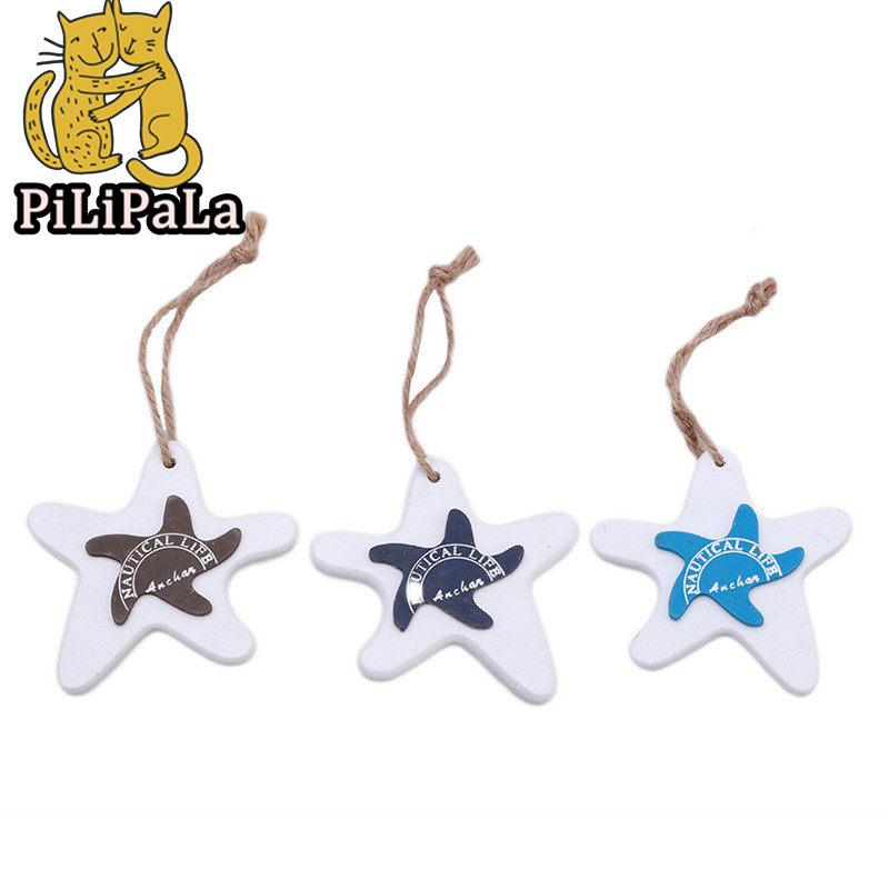 Mediterranean Style Wooden Fish Star Dolphin Hanging Nautical Decor Boat Ship Beach Wall Ornament Wood Craft