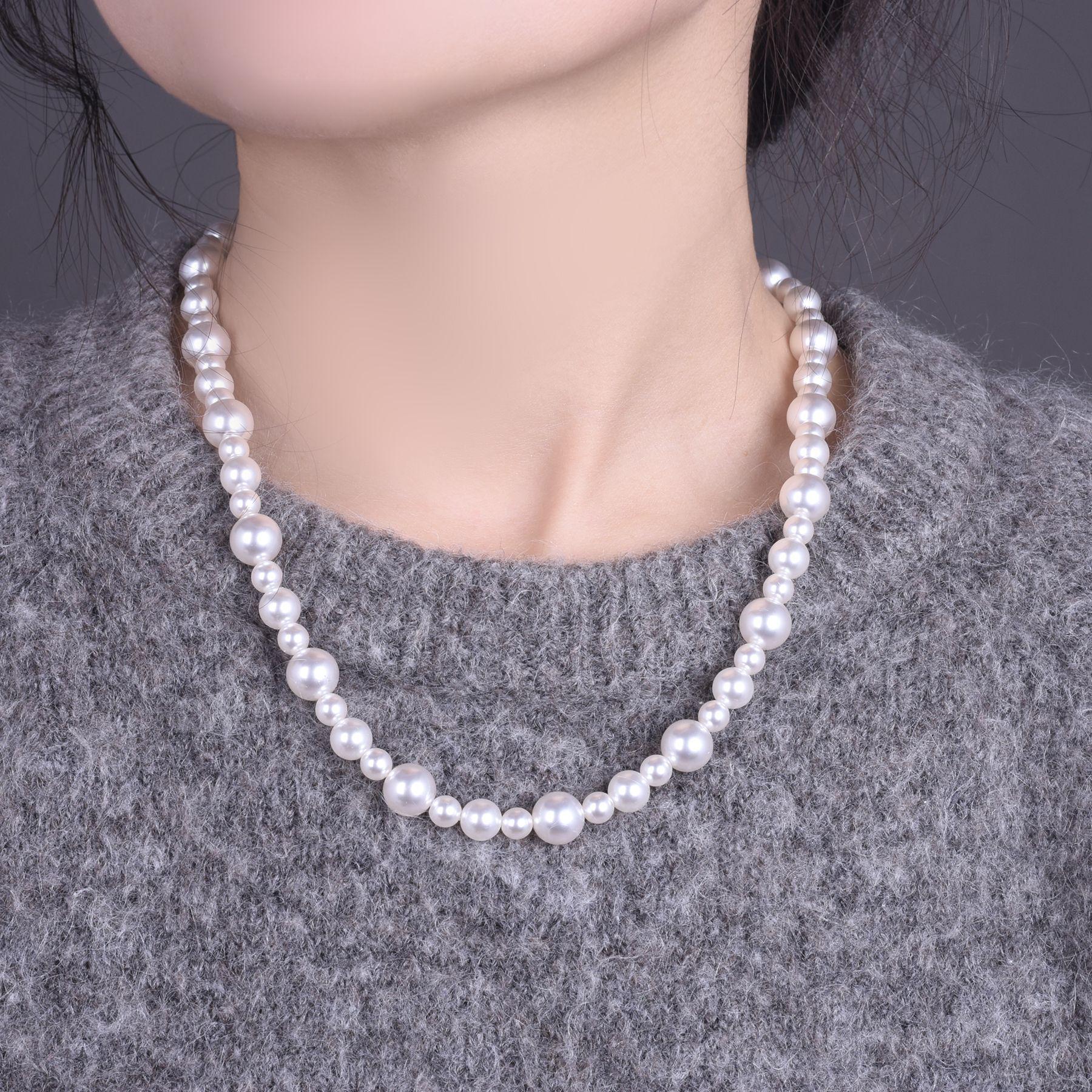 

Elegant French-Inspired Irregular Pearl Beaded Layered Choker Necklace