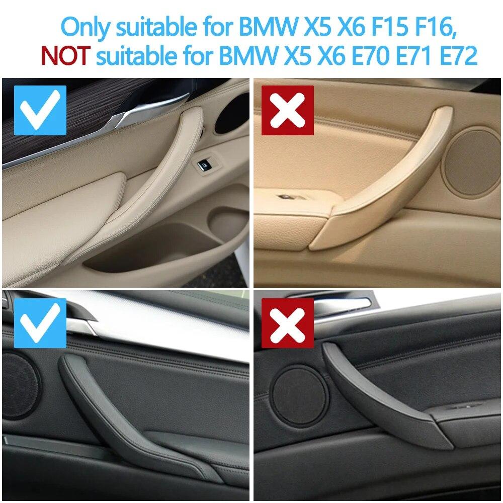 Car Front Rear Passenger Doors Pull Handle Trim With Leather Outer Cover For BMW X5 X6 F15 F16
