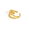 Stainless Steel Hollow Adjustable Open Ring Fine Three-layer Gold Plated Rings For Women Summer Finger Jewelry Accessories New