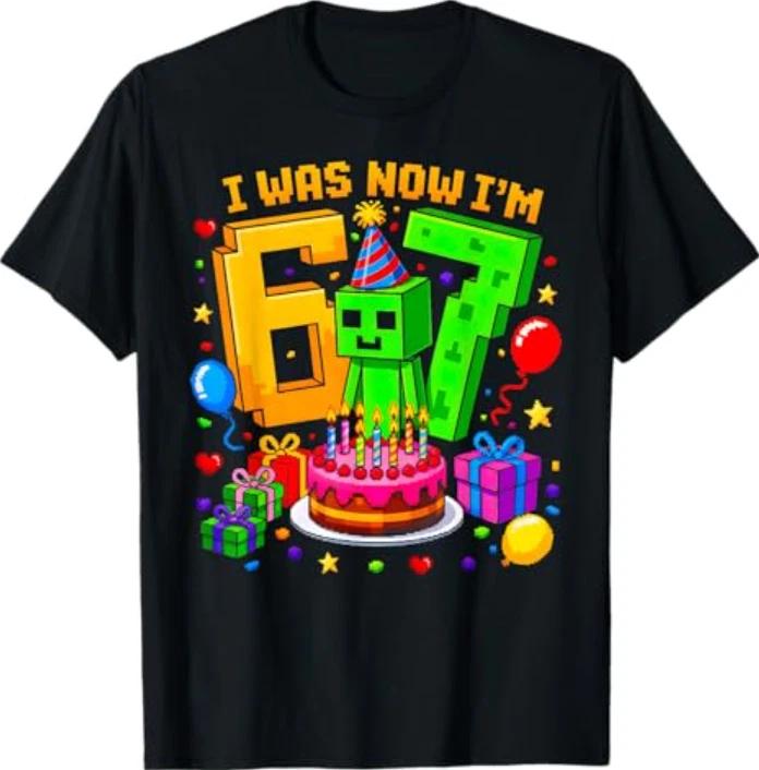 I was 6 Now I m 7 7th Birthday 6 7 Birthday Gamer Boys T-Shirt M