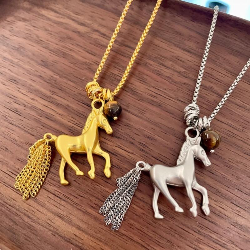 Horse Zodiacs Themed Gift Necklace Featuring Horse Pendant Vintage Metal Finish Ideal for Birth Year Celebrations