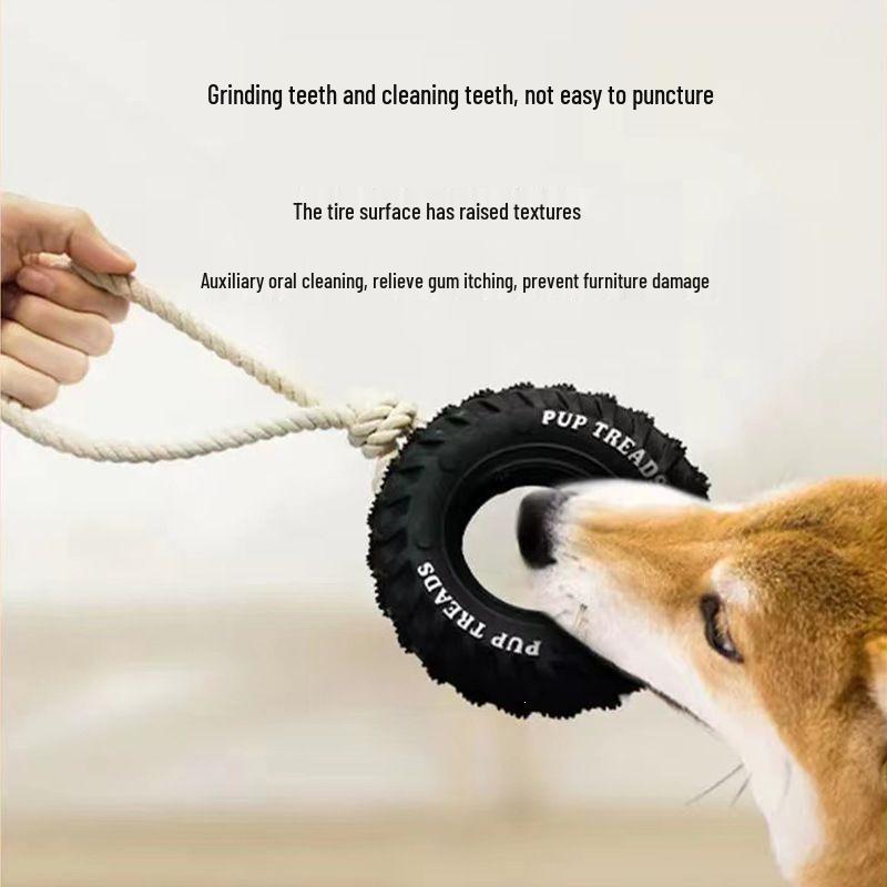 Pet Dog Toy: Durable Rubber Tire for Large Dogs - Interactive, Bite-Resistant, and Teething-Friendly
