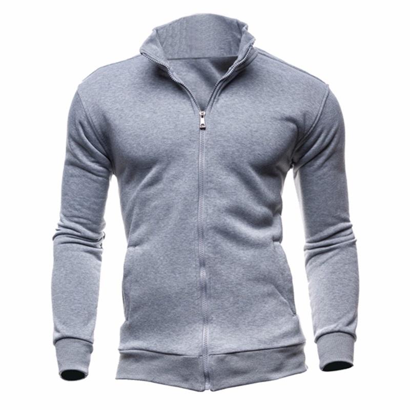 Heren Slim Fit Volledige Rits Hoodie Casual Jas met Lange Mouwen