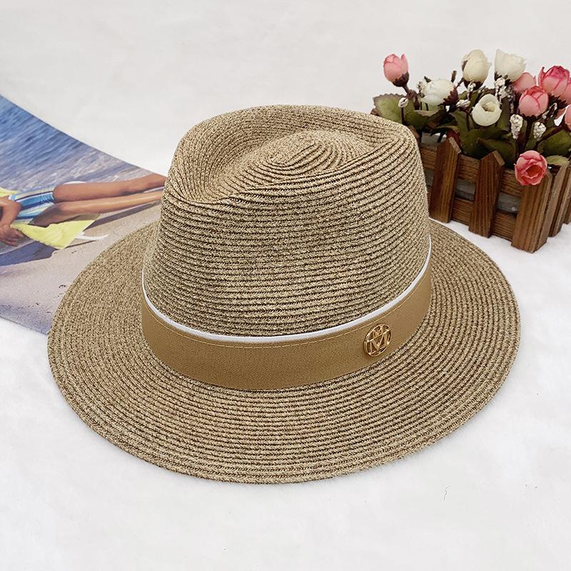 Spring and Summer Panama Straw Sunshade Top Hat for Men and Women, Beach and Jazz Style