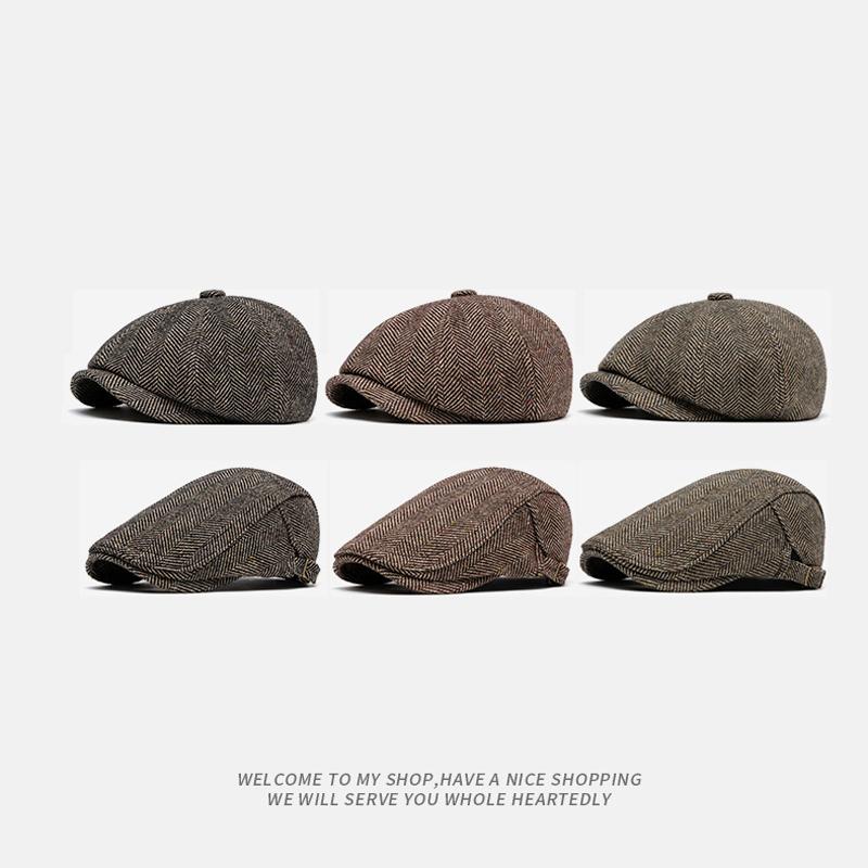 Men's Newsboy Cap British Vintage Beret Forward Cap