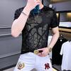 Diamant Hot Ice Seide Kurzarm T-Shirt für Herren Sommerbekleidung Trendmarke Vielseitiges Halbarm T-Shirt für Herren Freizeitbekleidung