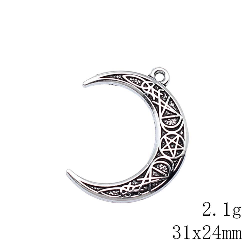 Engraved Crescent Moon Charm Star Pendant For Celestial Mystical Theme DIY Bracelet Necklace Jewelry Making Supplies