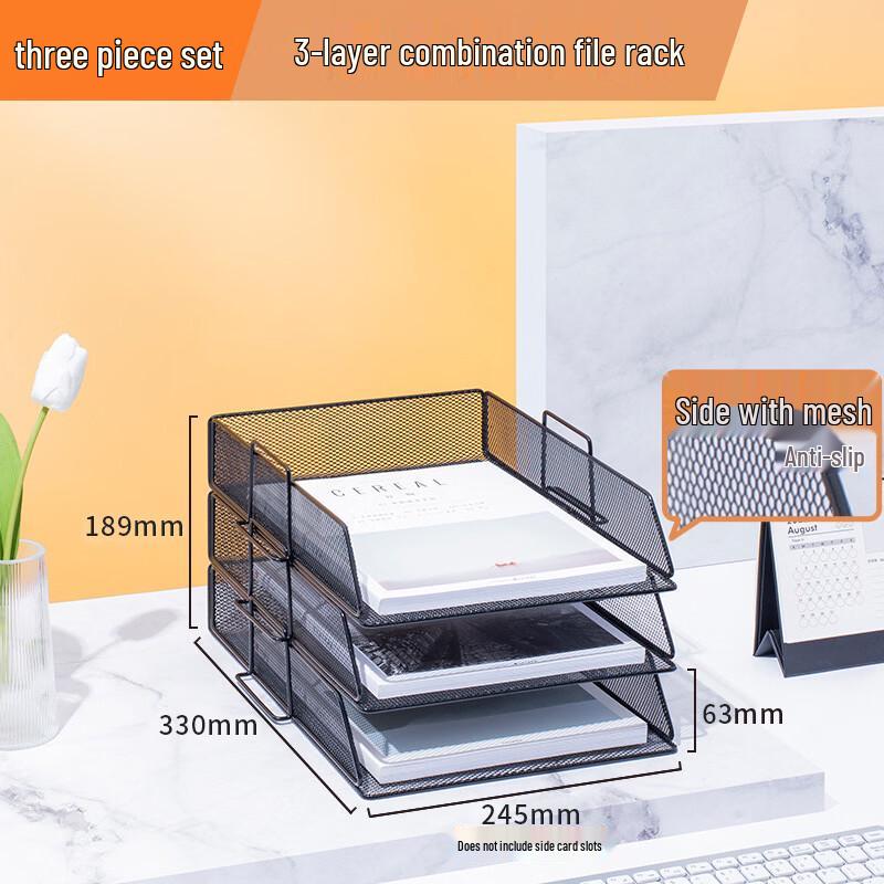 Handon 3-Tier Black Vertical Metal File Rack
