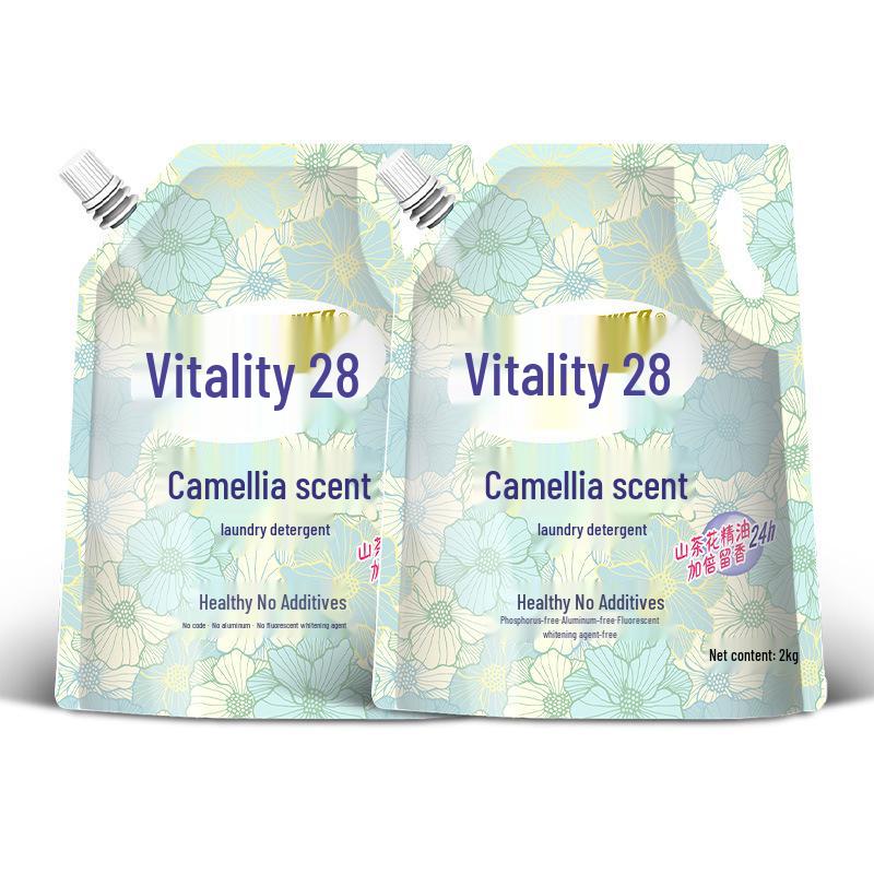 Vitality 28 Camellia Scent Laundry Detergent with Stain Removal and Long-lasting Fragrance, Economical Household Pack.
