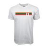 Herren weißes kurzärmeliges Rundhals-T-Shirt mit retro 7-Eleven Streifen-Grafikdruck weiche Baumwollmischung lässig für den Alltag lockere Passform