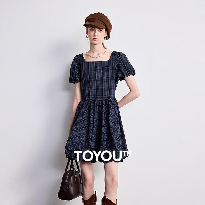 Chuyu Women s Cotton Plaid A-Line Dress M