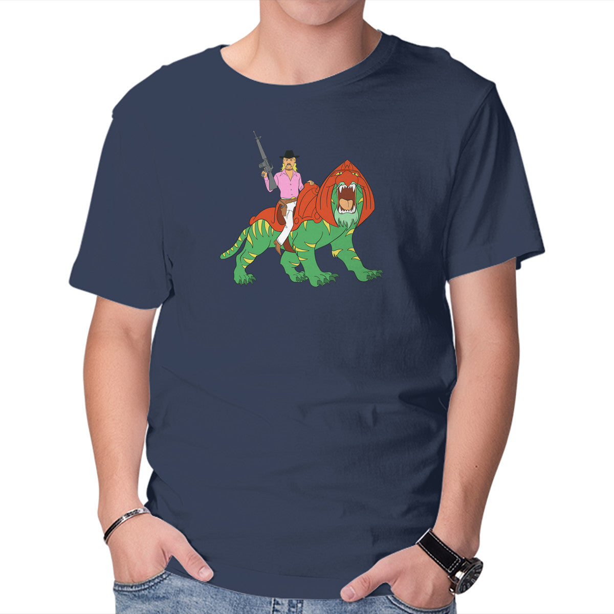 Unisex Crew Neck T-Shirt Tiger Master Graphic Short Sleeve Casual Tee L