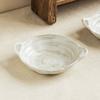 Coarse Pottery Binaural Bowl Hand-Painted Ceramic Bowl Practical Tableware Portable Bowl Household Bowl Salad Bowl Vegetable Bowl