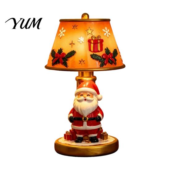 Living Room Ornaments Christmas Lighted Table Lamp, Santa Claus Reindeer Small Holiday Keepsakes Desktop Ornament for Bedroom Indoor Home Decor