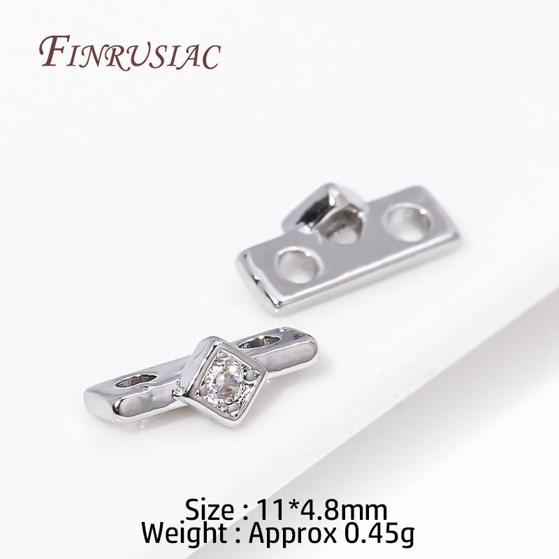18K Gold Plated Inlaid Zircon Flower Shape Connector 2/3 Hole Spacer Accessories Separators For DIY Strands Beading Jewelry