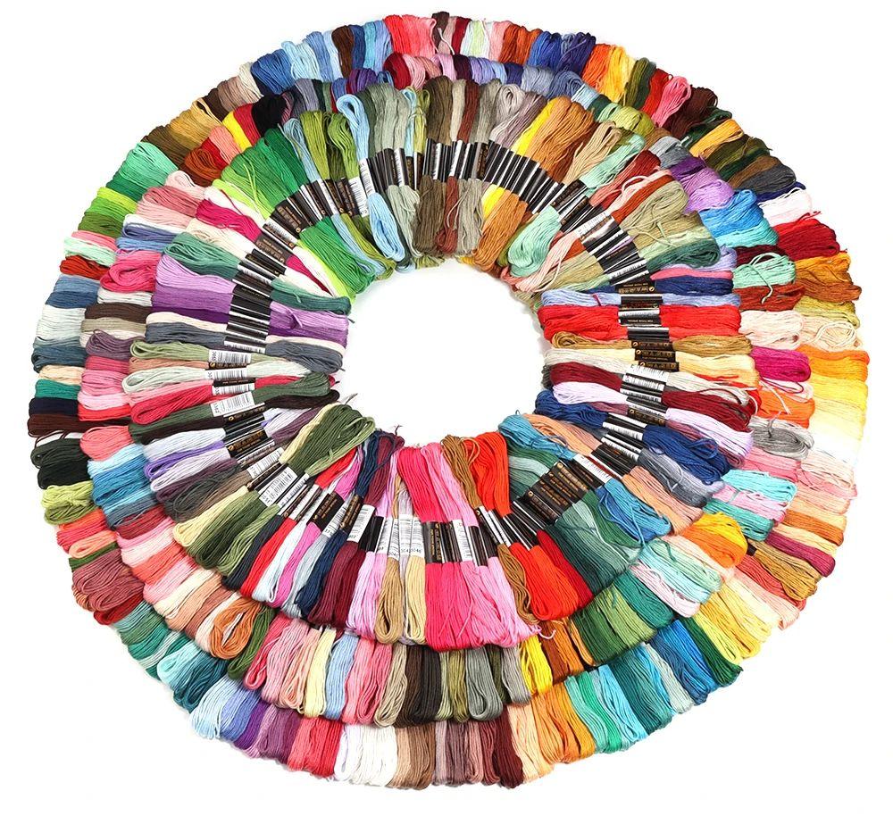 6pcs/lot Colorful Cross Stitch Threads Polyester Embroidery Threads DIY Hand Sewing Knitting Embroidery Supplies Accessories