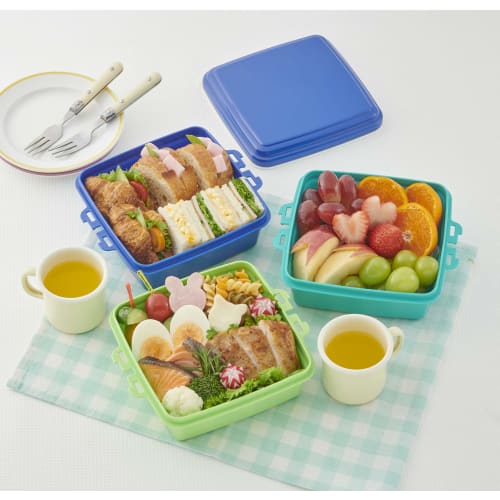 T-WORLD Stackable Picnic Case, Square, 3 Tiers, Pink, Small, "Colors" 4073