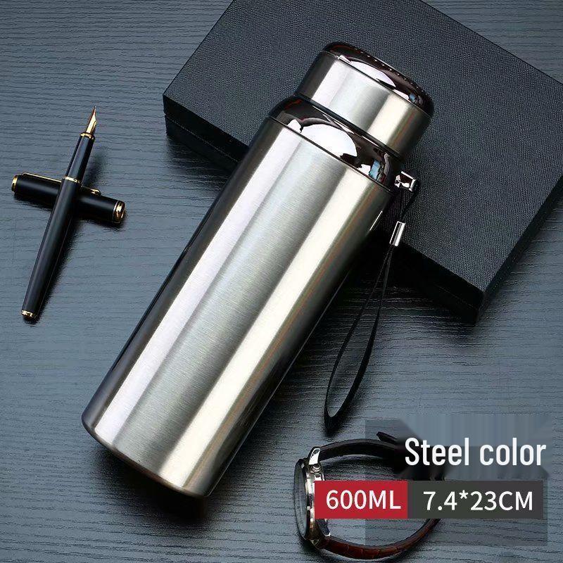 Insulated Stainless Steel Kettle with Tea Infuser, 600-1000ml Capacity - Portable Cup for Car Use