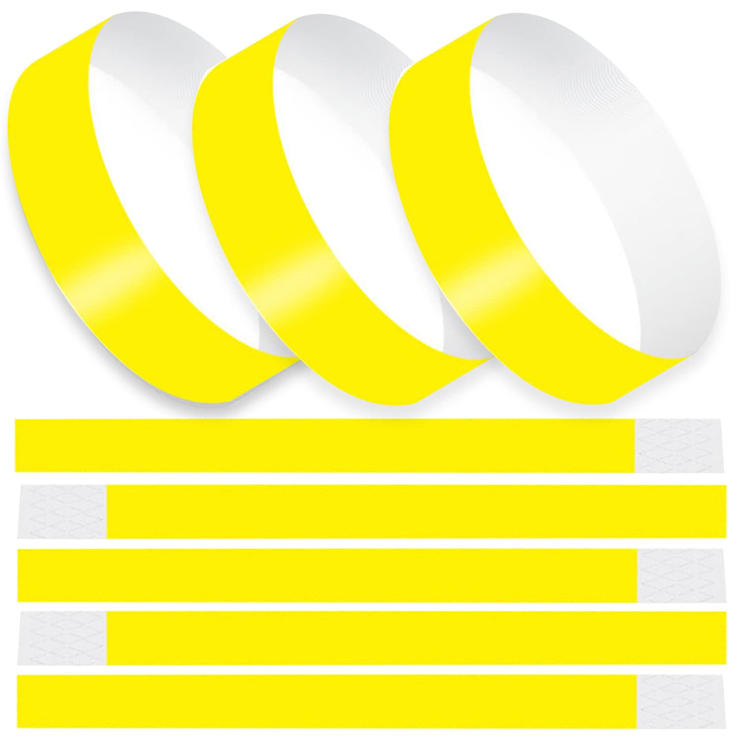 

BEIHOO Disposable Wristbands for Events 100 Pieces Fluorescent Waterproof Tear-Resistant Synthetic Paper 14 Color Options Yellow
