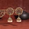 Ethnic Style Painted Peacock Bell Pearl Earrings Unique Design Color-blocking Peacock Tail Tassel Earrings for Women