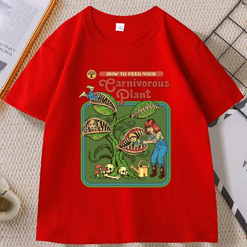 

Earnivorous Plant Graphic TShirts Unisex Women Vintage Breathable Cotton Casual T Shirt Soft Comfortable O Neck Short Sleeve Tee S