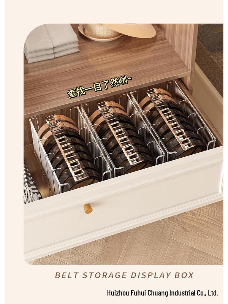 Men's Belt Display Rack: Acrylic Wardrobe Organizer with Transparent Compartments