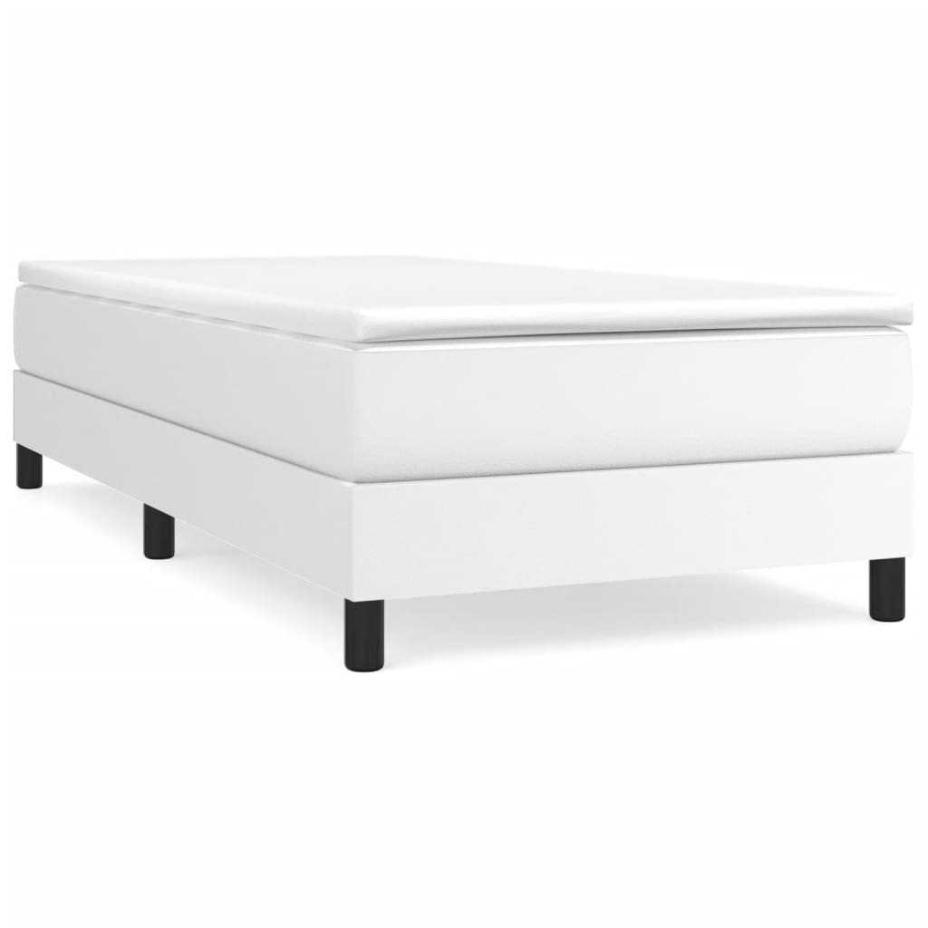 Box Spring Bed with Mattress White 90x200 cm Faux Leather