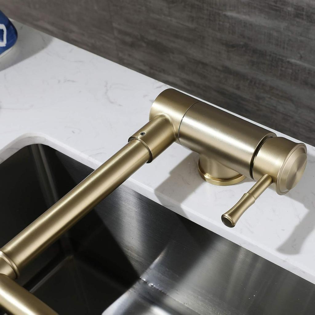 Grifo de Cocina Plegable, Grifo de Cocina Caño Giratorio Pivotante Plegable Para Fregadero Contra Ventana
