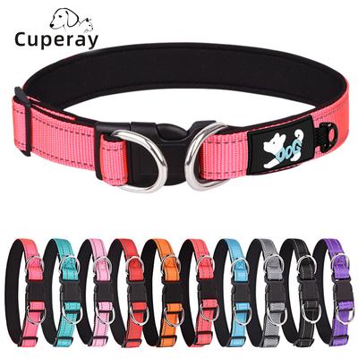 Nylon Hundehalsband Mittel Groß Reflektierend Doppel-D-Ring Haustierhalsband mit Verstellbarer Schnalle & Komfort-Neoprenpolsterung Haustierbedarf