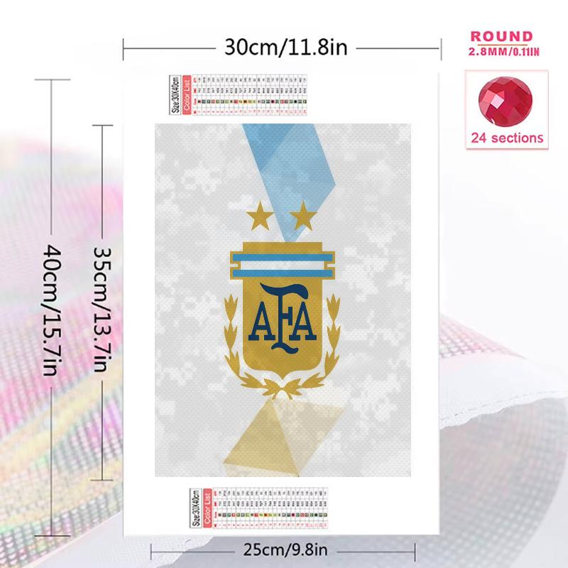 Argentina football logo Pattern 3pcs 100% Round Full Drill 5D DIY Diamond Painting Embroidery Cross Stitch Rhinestone Décor