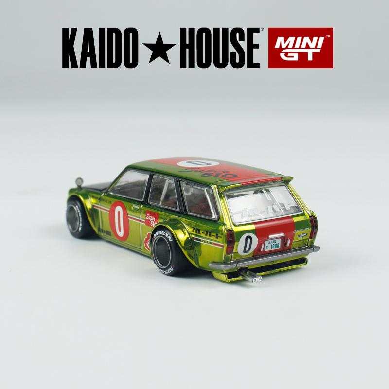 Kaido House + MINIGT Datsun KAIDO 510 Kombi OG Flo Gelb KHMG Leichtmetallfelgen Modell 164