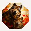 1pc Autumnal Wolves Cartoon Umbrella,Compact Umbrella, Suitable for Camping, Ideal Easter Birthday Gift for Family and Friends.C036
