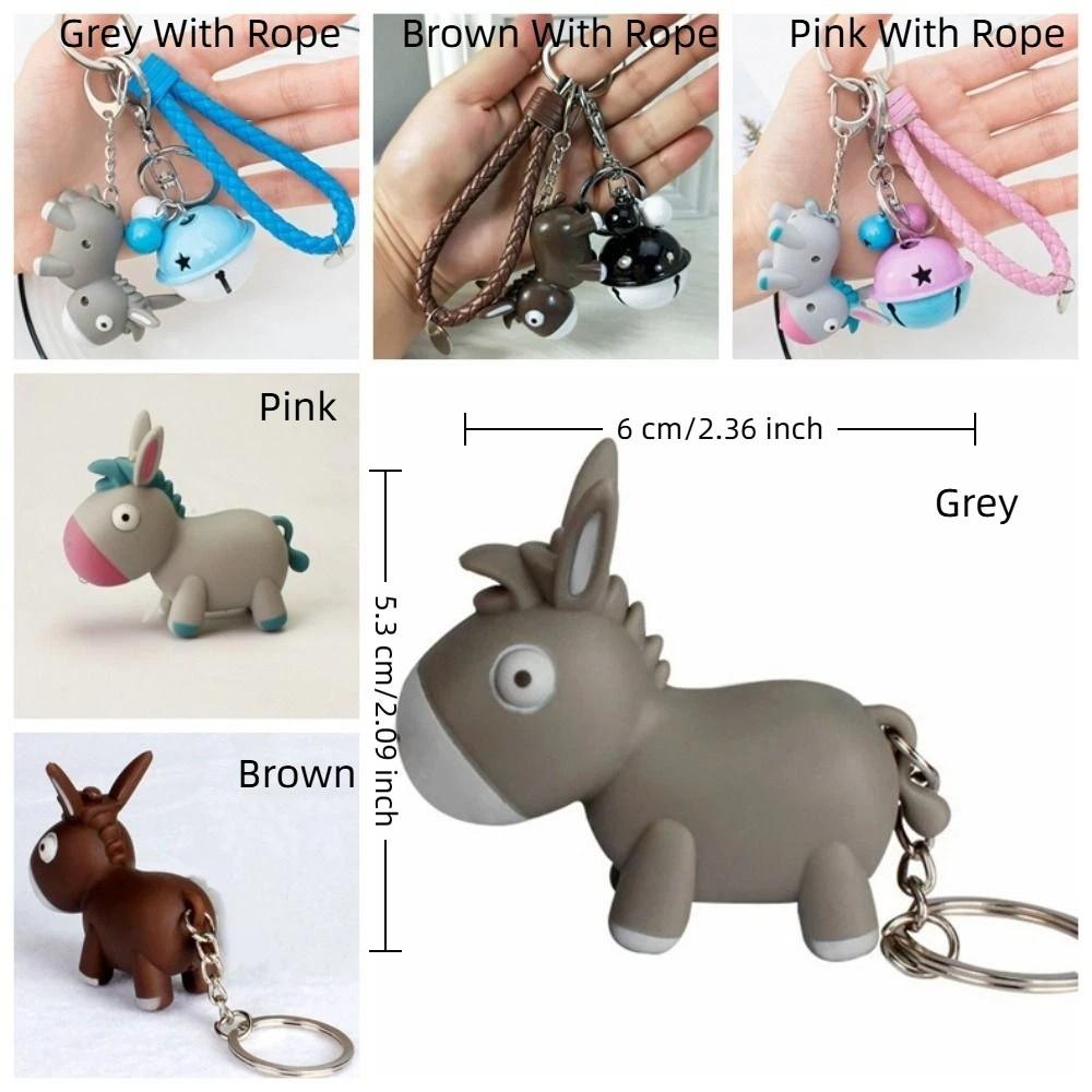 LED Light Donkey Sounding Key Ring Cute Car Pendant Fidget Toy Fingertip Clicker Car Key Chain