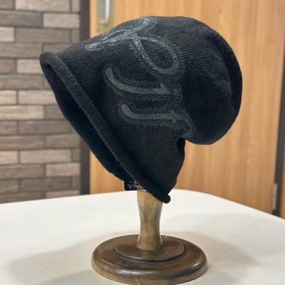 Knitted Pile Hat for Women In Autumn and Winter Loose Big Head Circumference Black Cold Hat Japanese All Match Face Showing Small Baotou Hat