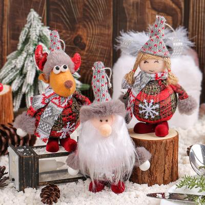 Décoration de poupée de Noël Père Noël Bonhomme de neige Fille Renne Poupée Gnome en peluche Décoration à suspendre pour arbre de Noël Décoration de maison de vacances