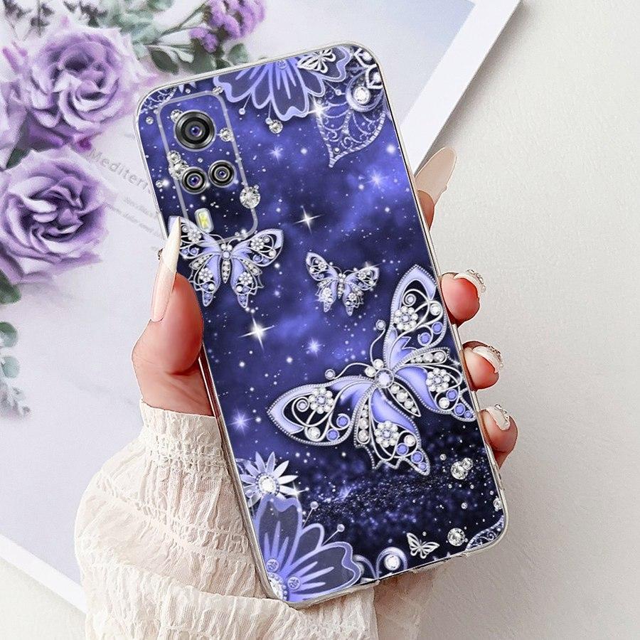 For Vivo Y33s Y21 2021 Y21A S G Y31 Y33 Y53s Y51 Y51a Y73 4G Y03 Y18 Y28 Phone Case Soft Silicone TPU Butterfly Flower Covers